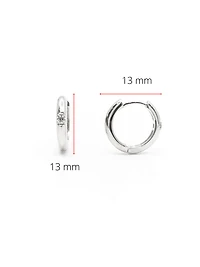10K White Gold 0.05cttw Canadian Diamond Hoop Huggie Hinged Earrings