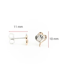 10K White & Rose Gold 0.08cttw Round Cut Canadian Diamond Heart Earrings
