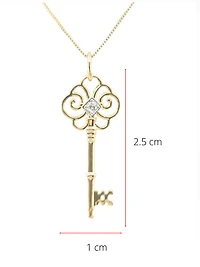 10K Yellow Gold 0.02cttw Canadian Diamond Key Necklace, 18”