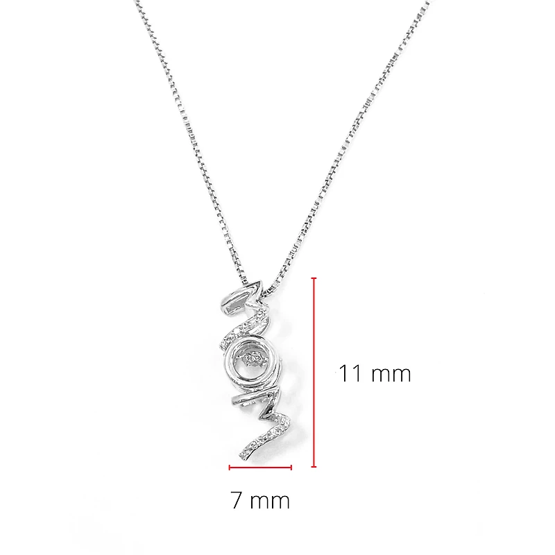 Sterling Silver 0.04cttw Round-Cut Diamond Pendant - 18"