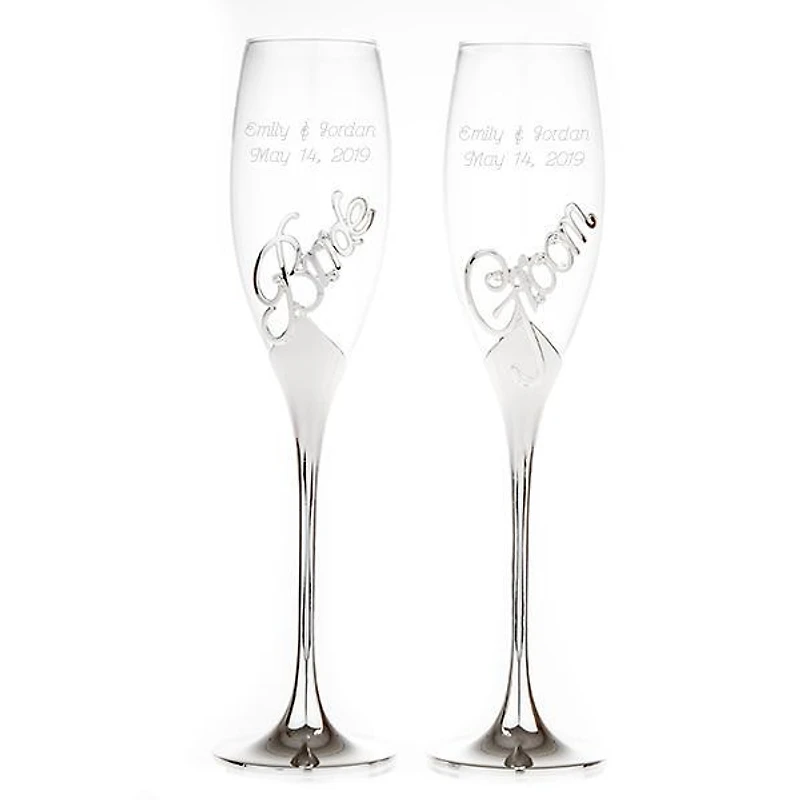 Bride & Groom Toasting Flutes