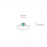 10K White Gold 0.30cttw Genuine Emerald and 0.07cttw Diamond Ring, 6.5