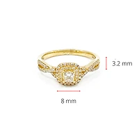 10K Yellow Gold 0.50cttw Diamond Halo Engagement Ring, size 6.5 - 4.5