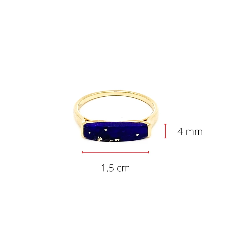 10K Yellow Gold 14mm Genuine Lapis Lazuli Ring, size 6.5