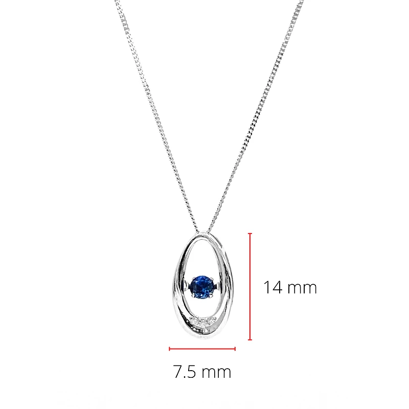 10K White Gold 0.12cttw Genuine Sapphire & 0.013cttw Diamond Pendant, 18"