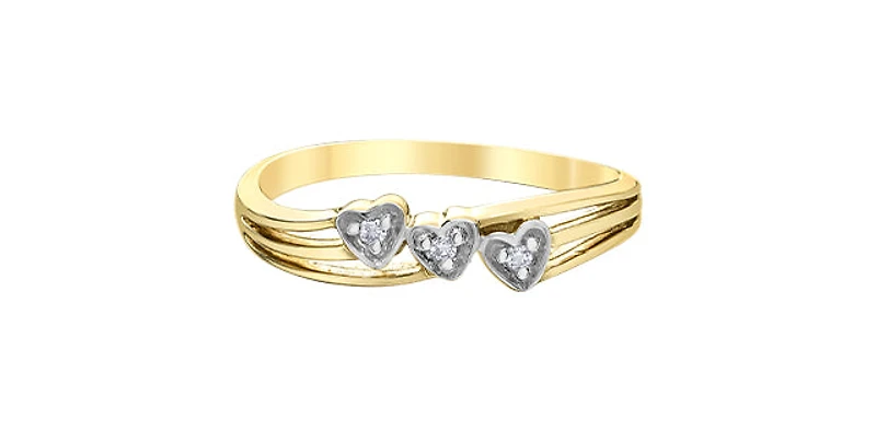 10K Yellow Gold 0.02cttw Diamond Heart Ring, size 6 - 4.5