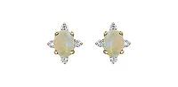 10K Yellow Gold Opal and Diamond Earrings