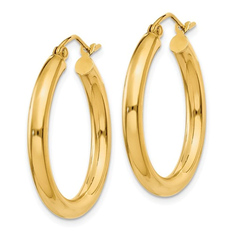 10k Polished 3mm Lightweight Tube Hoop Earrings
