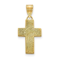 Fingerprint Cross Charm - Sterling Silver