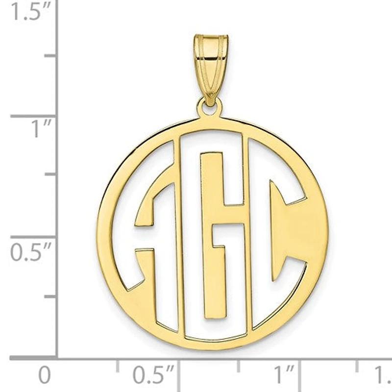 Block Circle Cut-out Letters Monogram Pendants - Sterling Silver
