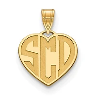 Etched Heart Monogram Pendants - Sterling Silver
