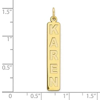 Personalized Vertical Block Letter Bar Charms - Sterling Silver