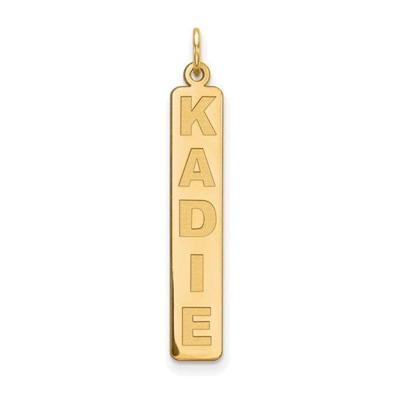 Personalized Vertical Block Letter Bar Charms - Sterling Silver