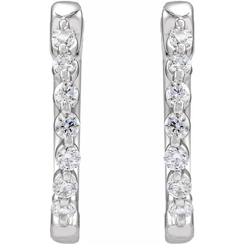 14K Lab-Grown Diamond Hoop Earrings - Gold / Diamonds =