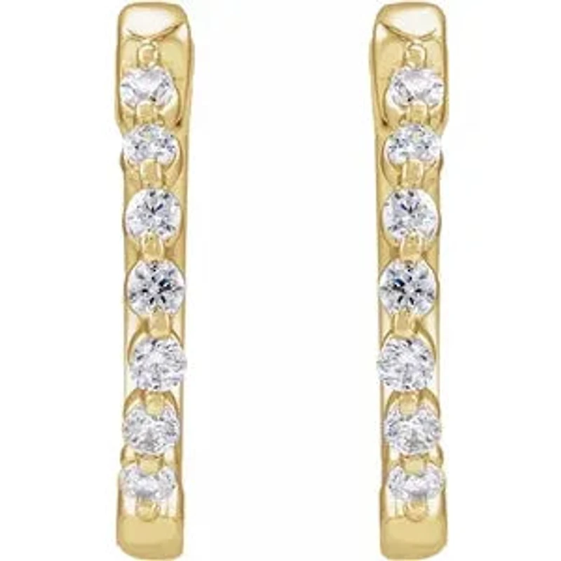 14K Lab-Grown Diamond Hoop Earrings - Gold / Diamonds =