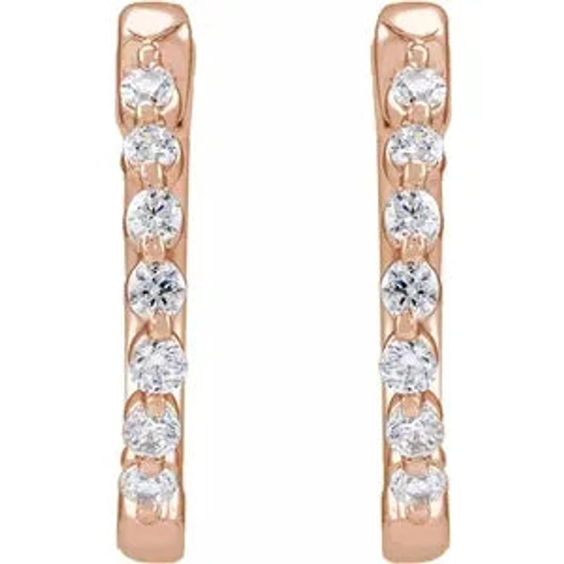 14K Lab-Grown Diamond Hoop Earrings - Gold / Diamonds =