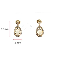 10K Yellow Gold 0.50cttw Genuine Opal and 0.06cttw Diamond Earrings