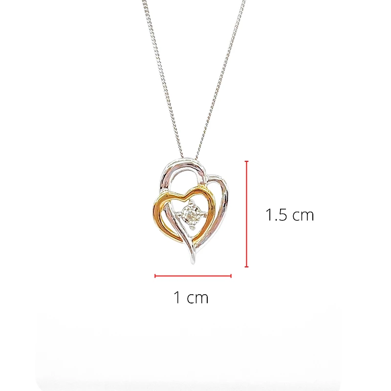10K White & Yellow Gold 0.15cttw Diamond Heart Pendant, 18"