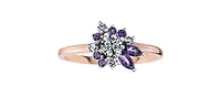 14K Rose Gold Amethyst and Canadian Diamond Ring, size 6 - 4.5