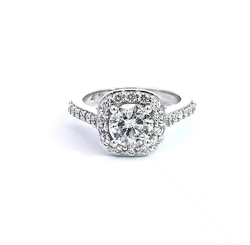 14K White Gold 1.57cttw Diamond Halo Engagement Ring - 4.5