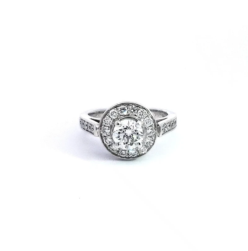 14K White Gold 1.59cttw Diamond Halo Engagement Ring - 4.5
