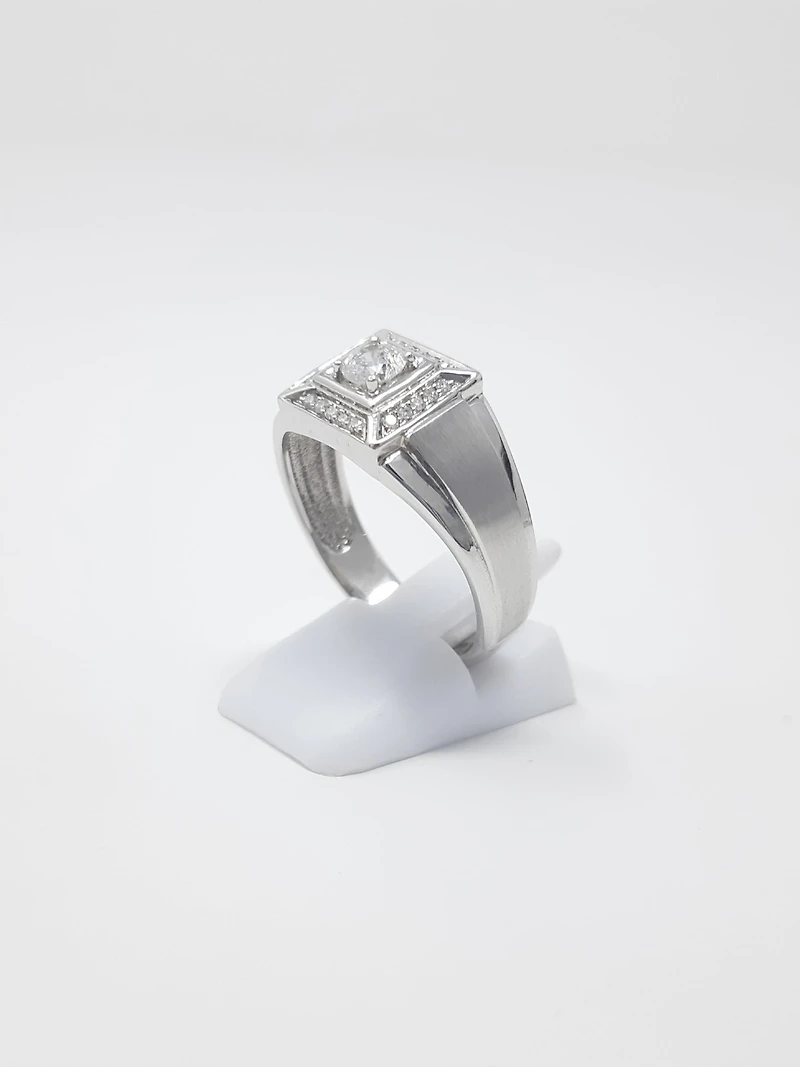 10K White Gold Gents 0.30cttw Canadian Diamond Ring, size 10