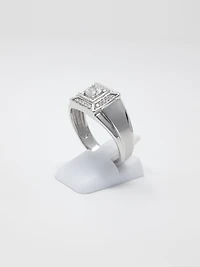 10K White Gold Gents 0.30cttw Canadian Diamond Ring, size 10
