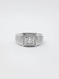 10K White Gold Gents 0.30cttw Canadian Diamond Ring, size 10