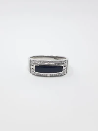 10K White Gold Onyx 0.25cttw and Black Diamond Ring - /