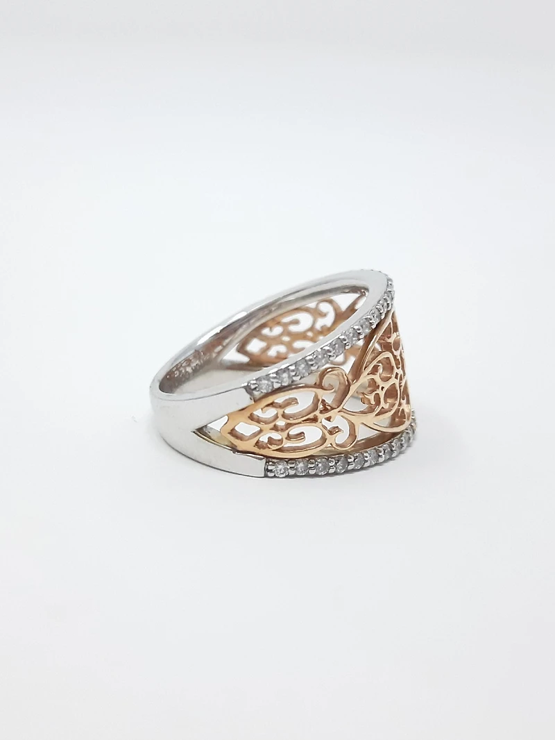 10K White & Rose Gold Diamond Ring