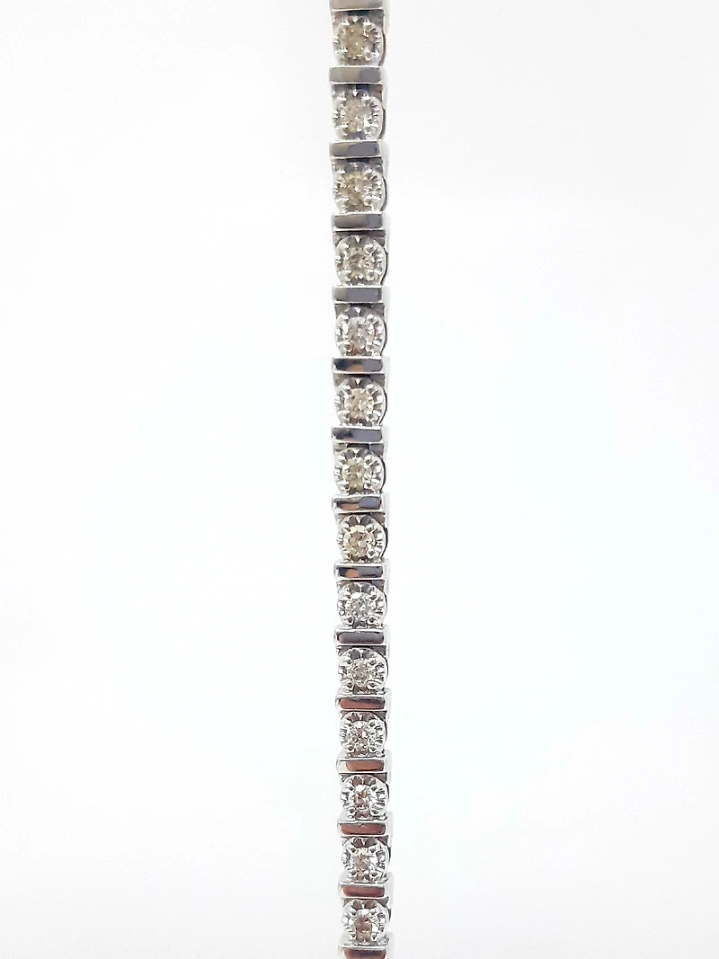 10K White Gold Diamond 1.00cttw round cut Tennis Bracelet