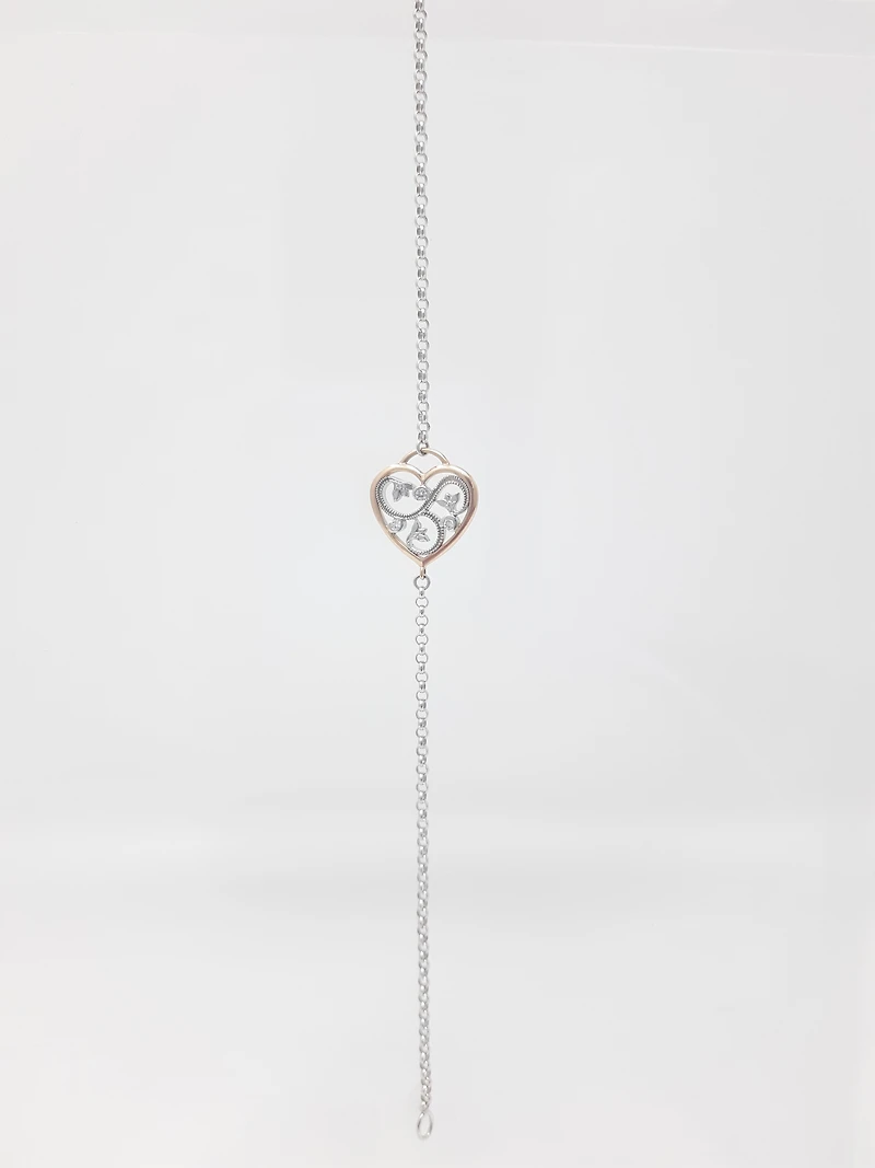 14K White & Rose Gold 0.05cttw Canadian Diamond Bracelet, 7"