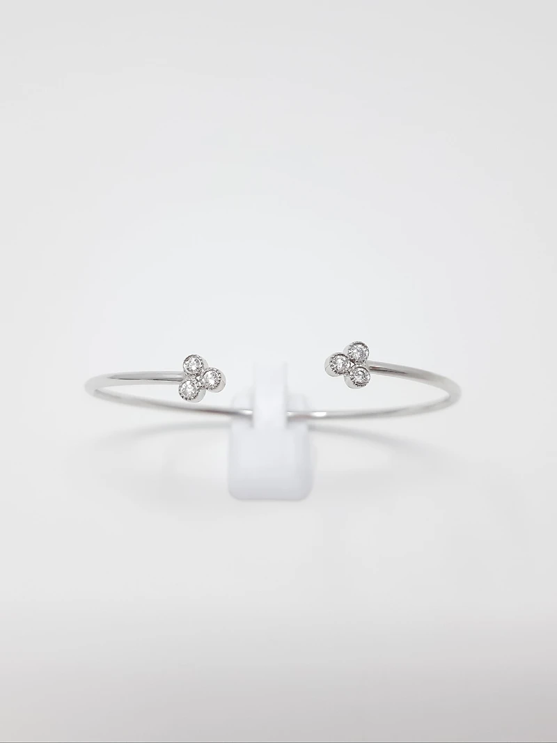 14K White Gold 0.24cttw Diamond Cuff Bangle, 6.5"