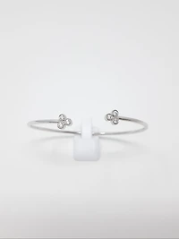 14K White Gold 0.24cttw Diamond Cuff Bangle, 6.5"