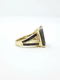 Tourmalinated Quartz and Black Diamond Ring - 4.5