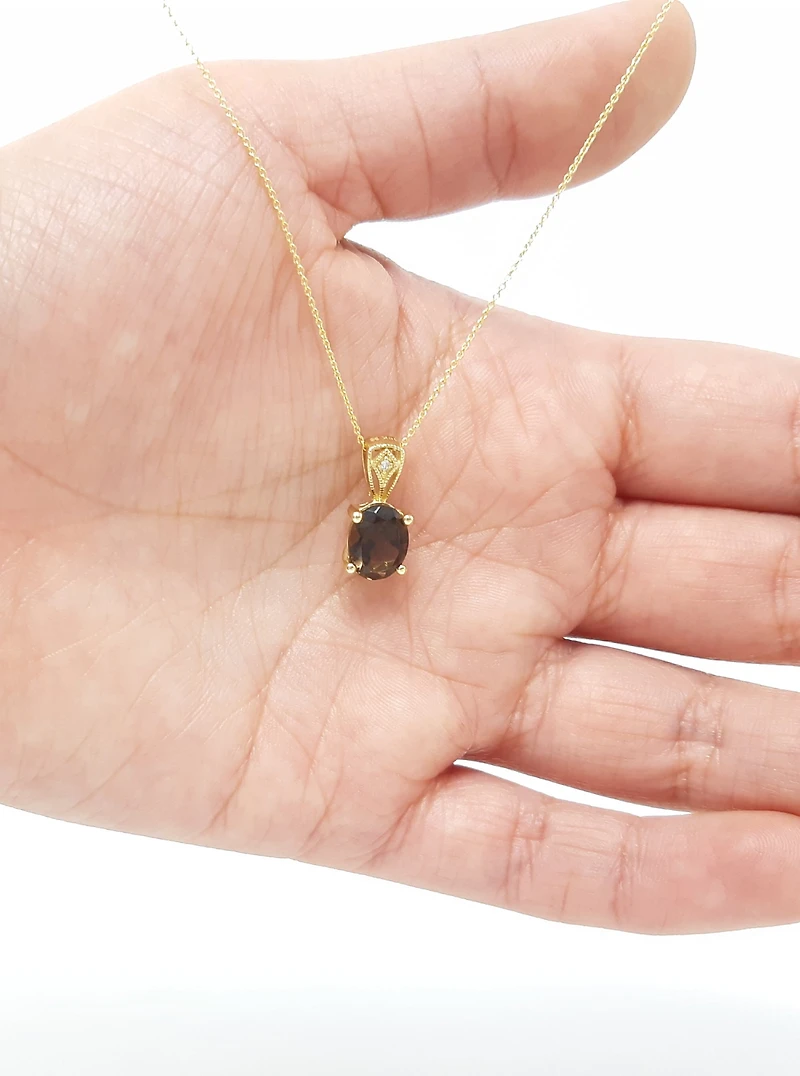 Smokey Quartz and Diamond Pendant