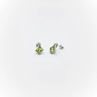 10K White & Yellow Gold 1.80cttw Genuine Peridot and 0.01cttw Diamond Earrings