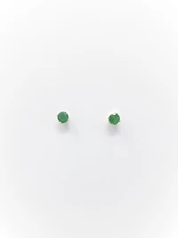 14K Yellow Gold Emerald Stud Earrings