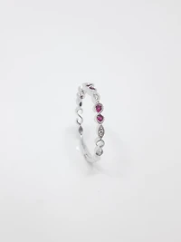 14K White Gold Ruby and Diamond Infinity Ring