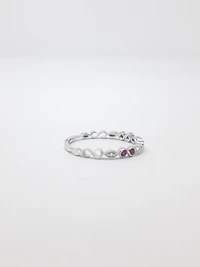 14K White Gold Ruby and Diamond Infinity Ring