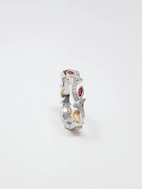 14K Two Tone White and Rose Gold 0.20cttw Ruby and 0.07cttw Diamond Ring