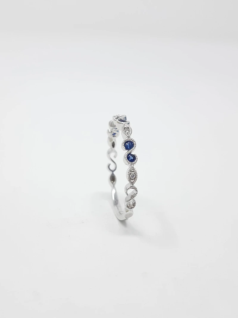 14K White Gold Sapphire and Diamond Infinity Ring