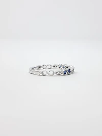 14K White Gold Sapphire and Diamond Infinity Ring