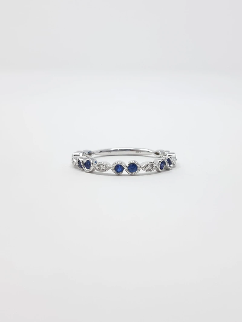 14K White Gold Sapphire and Diamond Infinity Ring