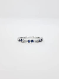 14K White Gold Sapphire and Diamond Infinity Ring