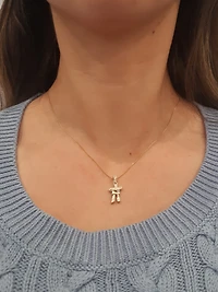 10K Yellow Gold 0.054cttw Diamond Inukshuk Pendant, 18"