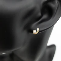 10K Two Tone Yellow and White Gold Diamond Earring