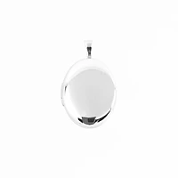 925 Sterling Silver Polished Front and Brushed Back Oval Locket - 20mm x 15mm