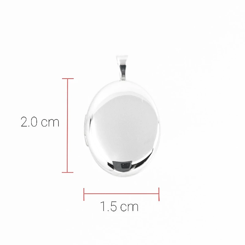 925 Sterling Silver Polished Front and Brushed Back Oval Locket - 20mm x 15mm