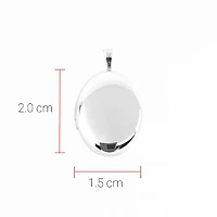 925 Sterling Silver Polished Front and Brushed Back Oval Locket - 20mm x 15mm
